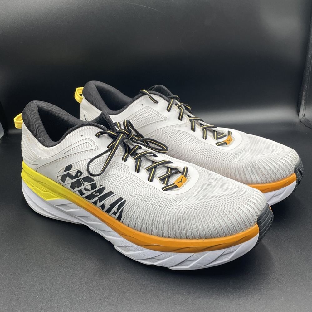 Hoka One One Men's Bondi 7 1110518 NCRY White Running Shoes Size 15 D Sneakers